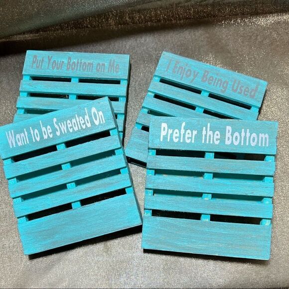 Handcrafted Funny Mini Pallet Coasters (Set of 4) - Picture 1 of 6